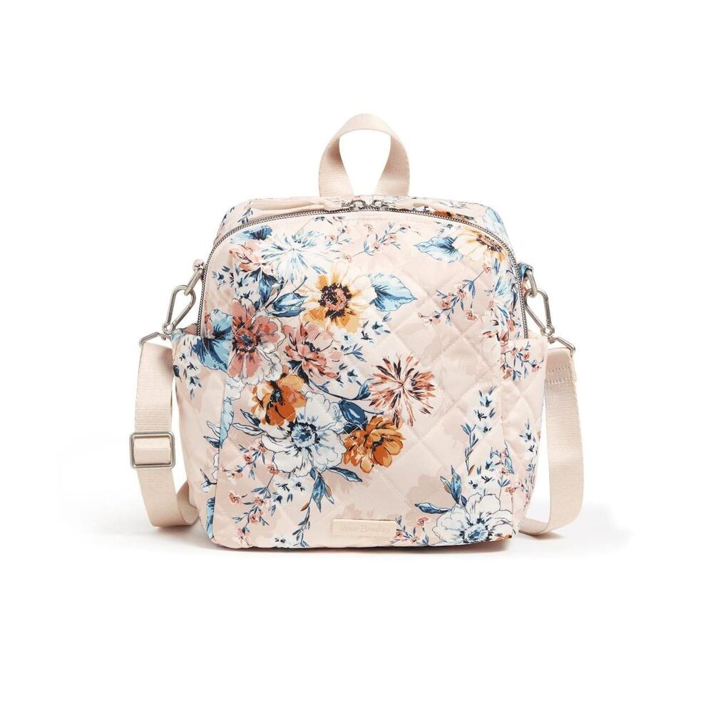 Vera Bradley Convertible Small Backpack / Peach Blossom Bouquet NWT